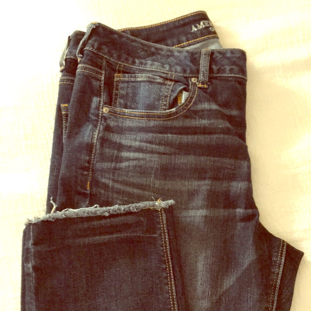 American Eagle destroyed denim button fly jeans